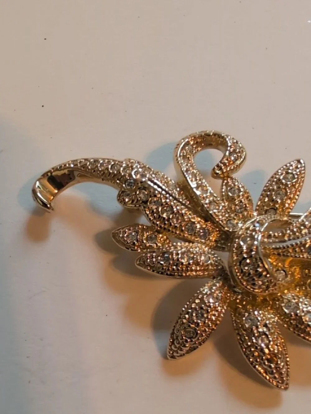 Napier Vintage Gold-Tone Crystal Brooch - Elegant Floral Design